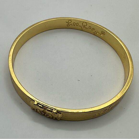 Lilly Pulitzer What Happens in the Jungle Bangle with Elephants Gold Plate - Picture 7 of 11